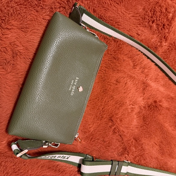 Kate Spade Olive Crossbody Bag with Striped Strap - Picture 5 of 6